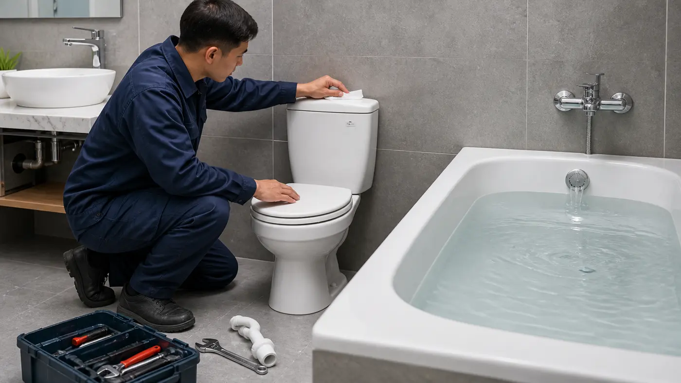 nghiệm thu rò nước bồn cầu và bồn tắm