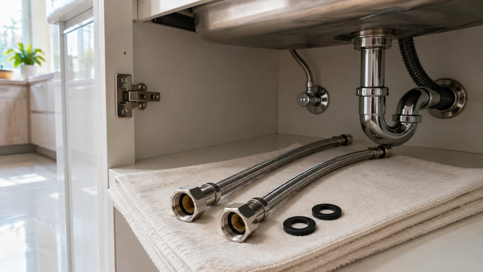 Dây cấp nước inox và gioăng cao su vòi rửa bát