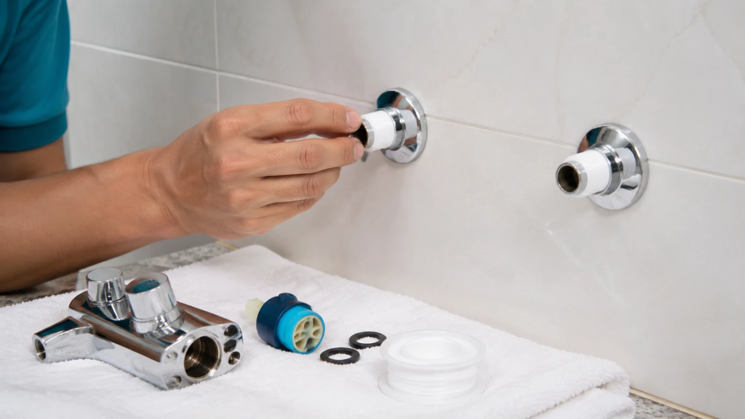 Quấn băng tan vào chân ren chuẩn bị lắp củ sen