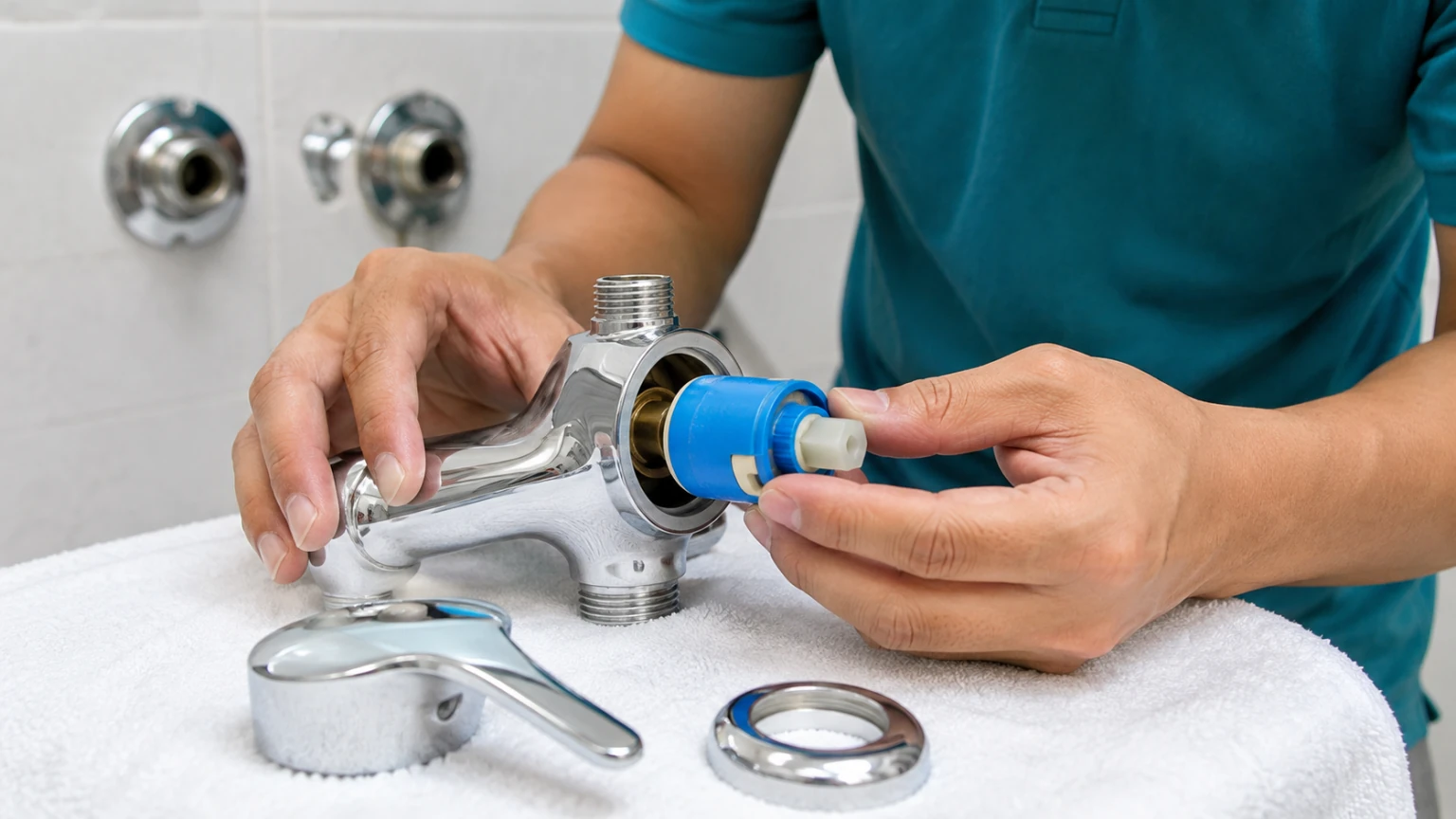 Thay lõi gốm cho củ sen tắm bị rỉ nước