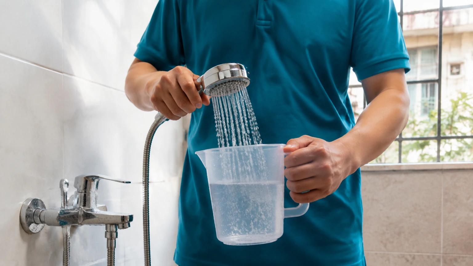 Thử dòng nước sen tay sau khi kiểm tra đường cấp